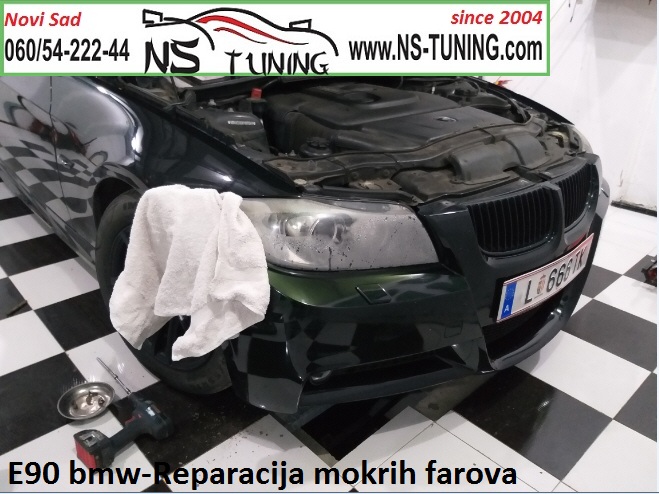 bmw e90 2005 2006 2007 2008 2009 2010 godiste reparacija mokrog fara kondenz novi sad tuning